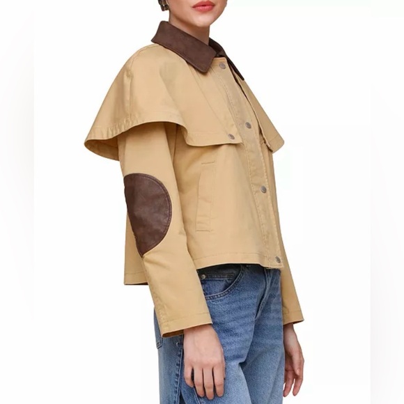 Avec Les Filles Women's Cropped Cape Trench Coat NEW With Tags Size Large - Picture 2 of 10